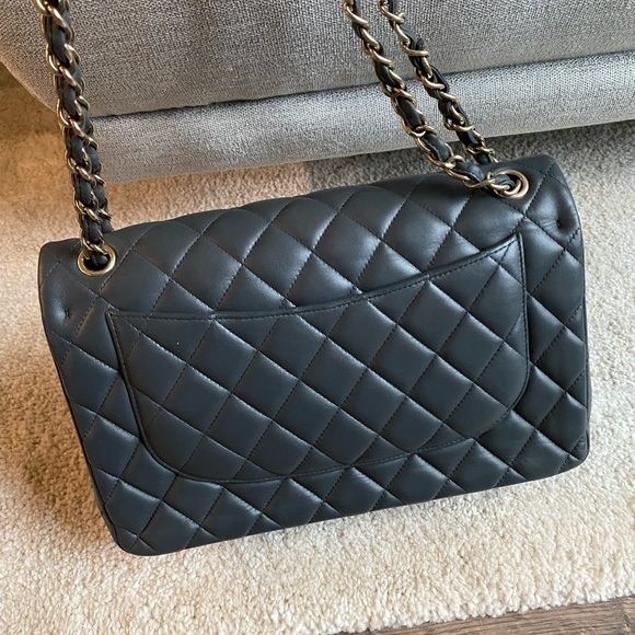 HOLD Chanel jumbo classic double flap in grey lambskin - Picture 10 of 16
